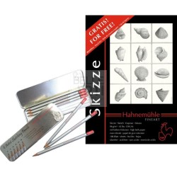 SET SKETCHING CON 200 FOGLI A4 96GR + MATITE IN GRAFITE ASSORTITE PER IL DISEGNO E LO SKETCH SCATOLA IN LATTA ****