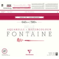 CARTA IN FOGLI PER ACQUARELLO " FONTAINE " 100% COTONE  GRANA FINE F.TO 75X105 CM 640 GR.
