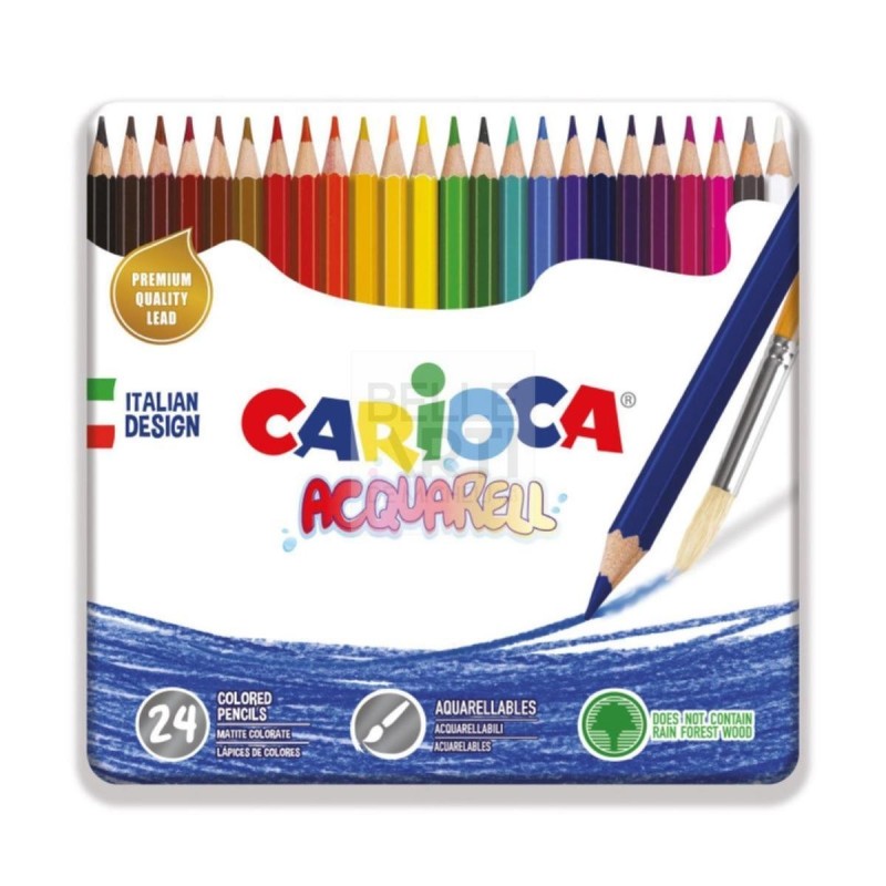 PASTELLI A MATITA ACQUARELLABILI CARIOCA CONF. IN LATTA DA 24 PZ.