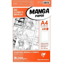 BLOCCO CARTA A4 PER ILLUSTRAZIONE MANGA CON GRIGLIA 6 SCOMPARTI " BD COMICS MANGA " 40 FG - 200 GR