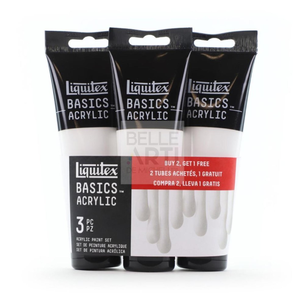 COLORE ACRILICO LIQUITEX BASICS SET DA 3 TUBI DA 118 ml. 432 BIANCO DI TITANIO