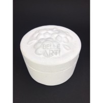 SCATOLA TONDA CON FIORI IN POLISTIROLO DIAM. 14.5X8 CM