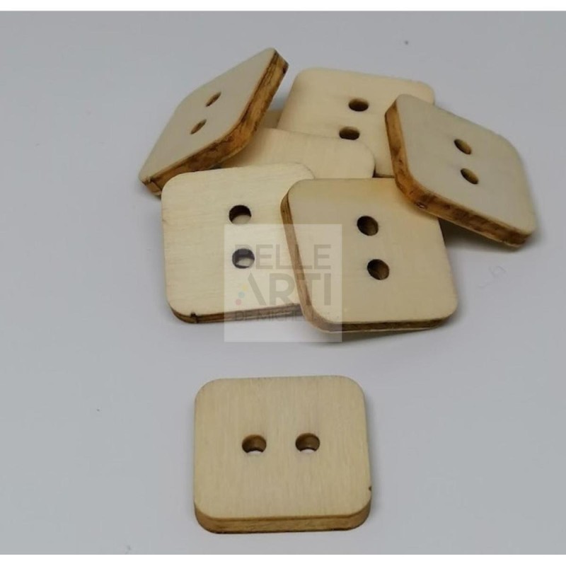 SAGOMA IN LEGNO DI PIOPPO BOTTONI QUADRATI 4MM H. 2,3 CM #056