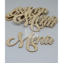 SAGOMA IN LEGNO DI PIOPPO " MENU' " 3MM H. 4,5 CM #134