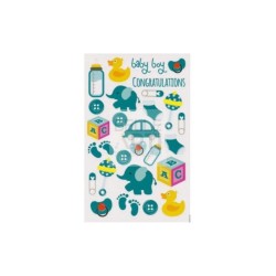 ETICHETTE ADESIVE REMOVIBILI IN CARTONCINO BLISTER 11X17 CM - BABY BOY