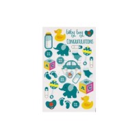 ETICHETTE ADESIVE REMOVIBILI IN CARTONCINO BLISTER 11X17 CM - BABY BOY