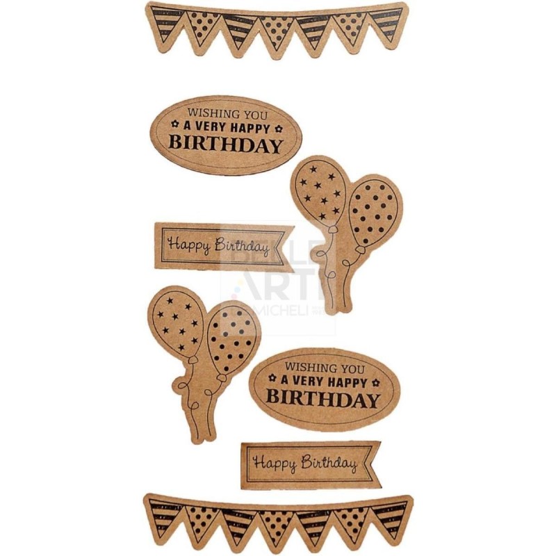 STICKER HANDMADE RÖSSLER CONF. 8 PZ - HAPPY BIRTHDAY