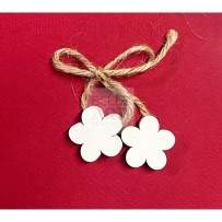 SAGOMA IN LEGNO DI PIOPPO BIANCO FIORE DOPPIO CON NASTRO 7MM H. 2.5 CM #194