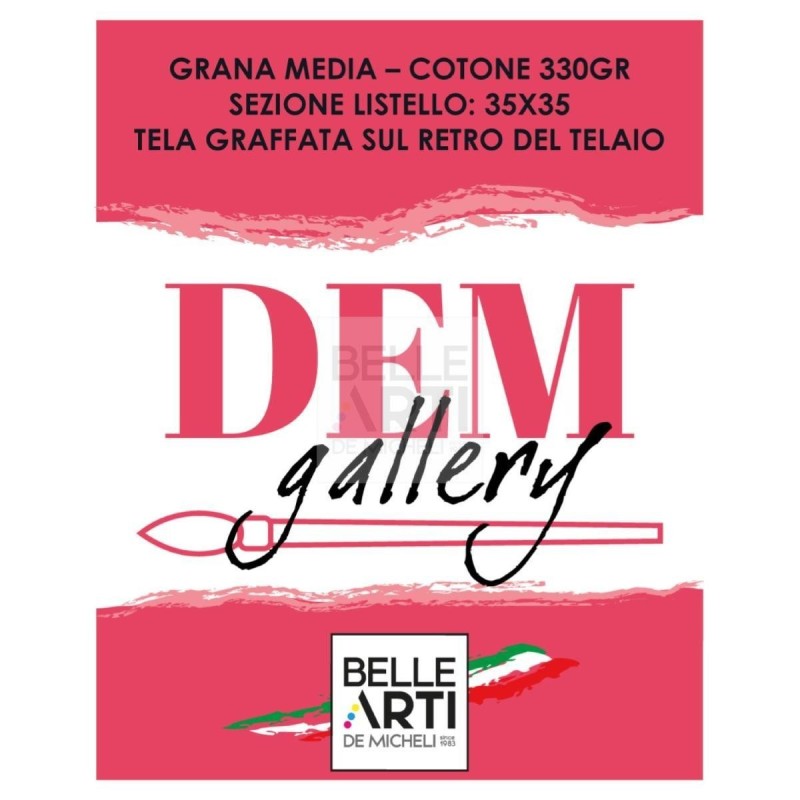 TELA PER PITTURA 25X30 LINEA " DEM GALLERY " Grana Media TELAIO A BATTUTA ALTA