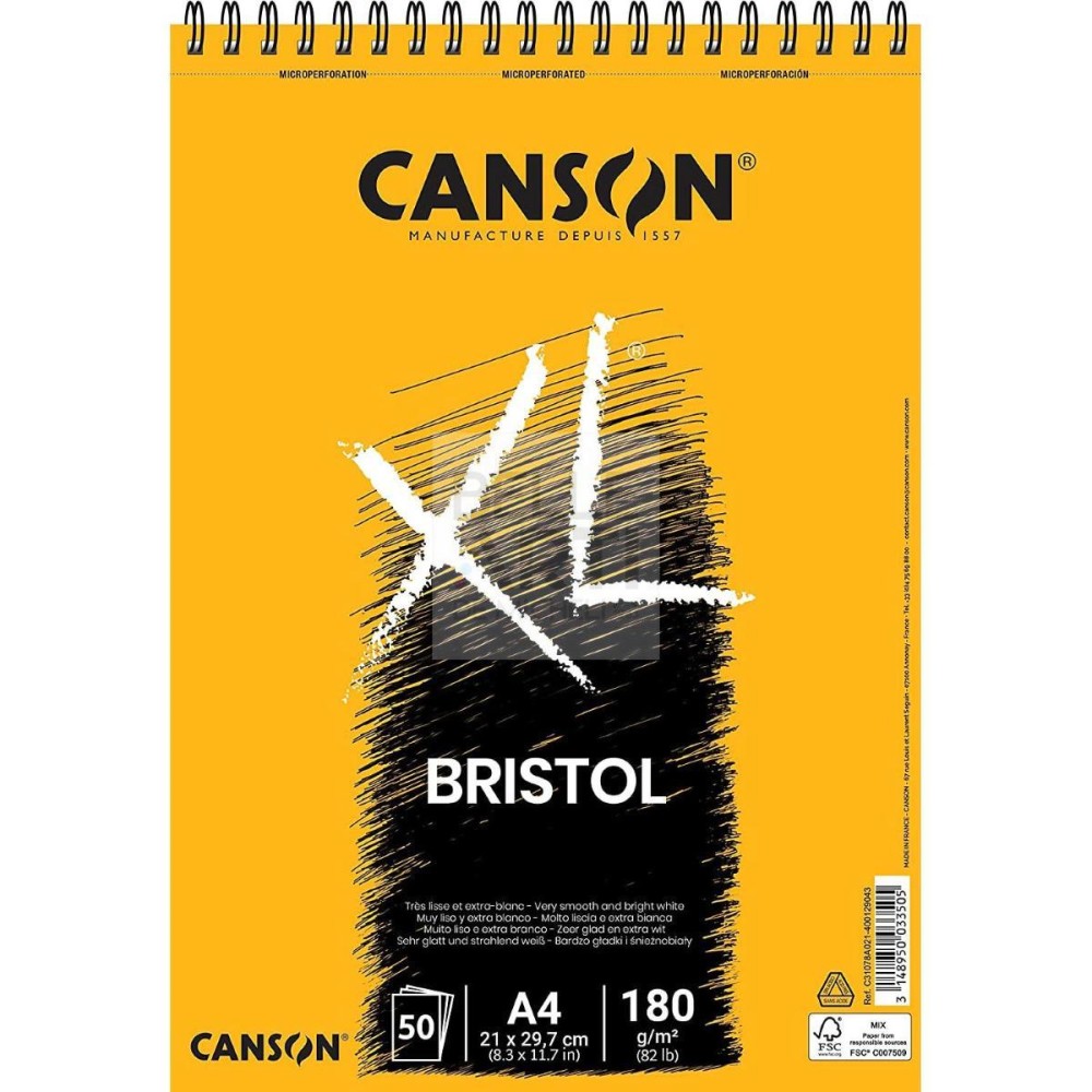 BLOCCO CARTA PER DISEGNO SPIRALE "  XL Bristol " F.TO A3 - 50 FG. 180 GR.