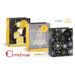 BUSTA SHOPPER 26X32X12 CM STAMPA MET NATALE