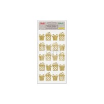ETICHETTE ADESIVE STIKERS " PACCO REGALO " ORO GLITTER