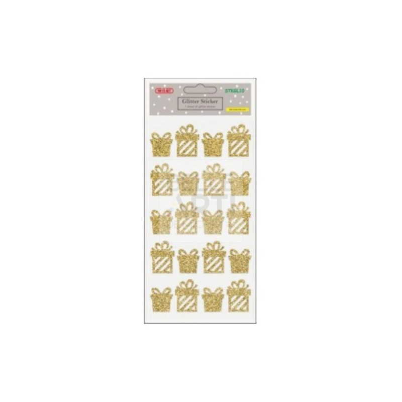 ETICHETTE ADESIVE STIKERS " PACCO REGALO " ORO GLITTER