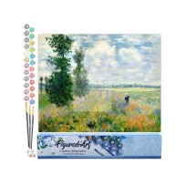DIPINTO PREDISEGNATO CON I NUMERI DA COLORARE - KIT - FORMATO 40X50 Campo Di Papaveri ( Monet )