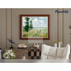 DIPINTO PREDISEGNATO CON I NUMERI DA COLORARE - KIT - FORMATO 40X50 Campo Di Papaveri ( Monet )