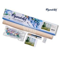 DIPINTO PREDISEGNATO CON I NUMERI DA COLORARE - KIT - FORMATO 40X50 Campo Di Papaveri ( Monet )