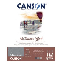 BLOCCO CARTA CANSON VELVET 12 FG - FORMATO 32X41CM 430G TONI GRIGI