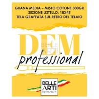 TELA PER PITTURA 18X24 " DEM PROFESSIONAL " GRANA MEDIA 100% COTONE RETRO ANTIMUFFA