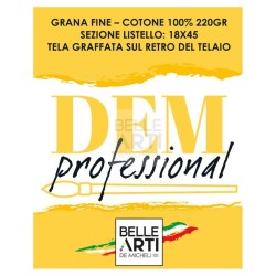 TELA PER PITTURA 40X40 " DEM PROFESSIONAL " GRANA FINE 100% COTONE RETRO ANTIMUFFA