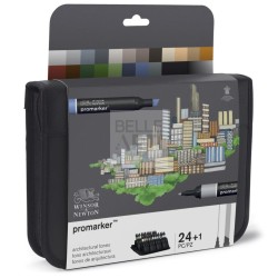 PENNARELLO PROMARKER CONFEZIONE WALLET " ARCHITETTURA " SET 24 PENNARELLI + ASTUCCIO CON CHIUSURA