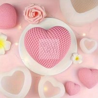 STAMPO IN SILICONE CUORE BOMBATO 5.1X4.6X2.6 CM PER CANDELE - SOYA - RESINA - GESSO SINTETICO - JESMONITE