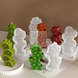STAMPO IN SILICONE SET 5 PZ FIORI/CUORI PER CANDELE - SOYA - RESINA - GESSO SINTETICO - JESMONITE