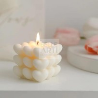 STAMPO IN SILICONE RETTANGOLARE CON CUORI 6 X H. 5 CM PER CANDELE - SOYA - RESINA - GESSO SINTETICO - JESMONITE