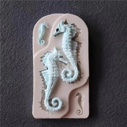 STAMPO IN SILICONE CAVALLUCCI MARINI 2 DIMENSIONI PER CANDELE - SOYA - RESINA - GESSO SINTETICO - JESMONITE