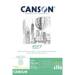 BLOCCO CARTA COLLATO DA DISEGNO " 1557 " EXTRA BIANCO GRANA LEGGERA 120 GR F.TO A3