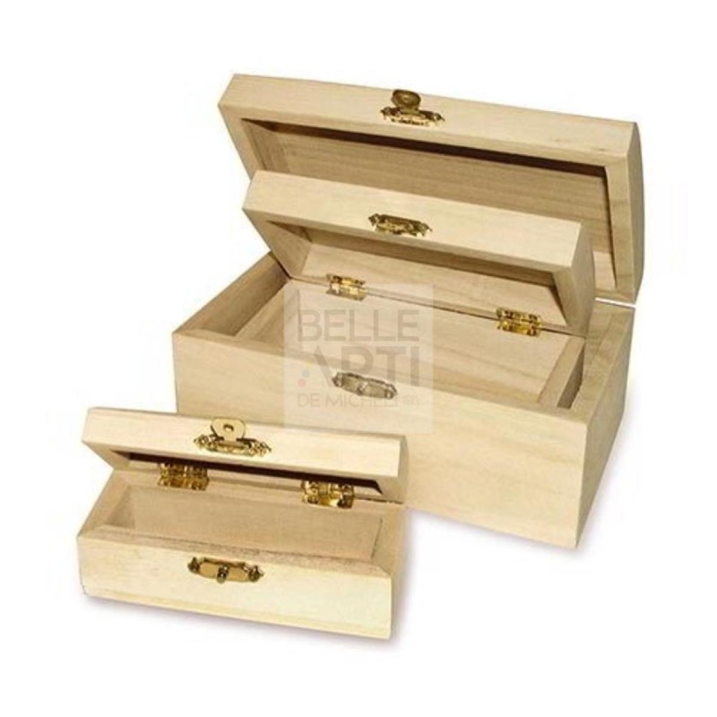 SCATOLA IN LEGNO CON CHIUSURA SET DA 3PZ