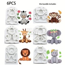 STAMPO IN SILICONE SET X6 PZ ANIMALI 13X8X2 CM PER CANDELE - SOYA - RESINA - GESSO SINTETICO - JESMONITE