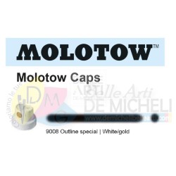 TAPPO BOMBOLETTA SPRAY CAP MOLOTOW OUTLINE BIANCO/ORO 9008
