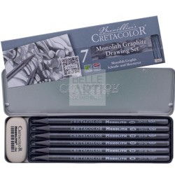 CONFEZIONE IN METALLO SET DA 7PZ- MATITE MONOLITH INTERAMENTE IN GRAFITE PER ARTISTI