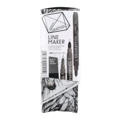 PENNARELLI " LINE MAKER " SET DA 3PZ TONO GRAFITE PUNTA METALLO 0.1/0.3/0.5 PIGMENTATI