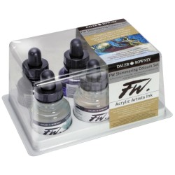 COLORE ACRILICO FLUIDO " FW SHIMMERING " COLORI SCINTILLANTI SET DA 6 PZ DA 29.5 ML