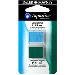 ACQUERELLO SERIE ACQUAFINE BLISTER DOPPIO 1/2 GODET 112 BLU CERULEO + 157 TURCHESE TRASPARENTE