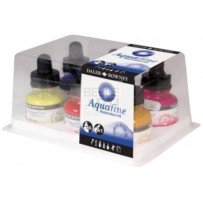 AQUAFINE LIQUID WATERCOLOR SET OF 6 BOTTLES + MARKER