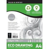 BLOCCO CARTA RICICLATA PER DISEGNO SIMPLY " ECO DRAWING " F.TO A4 - 50 FG. 120 GR. ECONOMICO CARTA