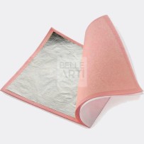 LIBRETA IMITACIÓN HOJA DE PLATA J DE 25 HOJAS. 14X14 CM